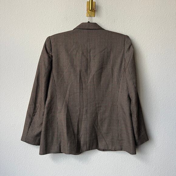 Vintage Joan Leslie Blazer Brown Black Houndstooth Size 4P - Picture 4 of 7